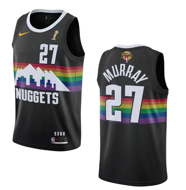 Men%27s Denver Nuggets #27 Jamal Murray Black 2023 Finals Champions City Edition Stitched Basketball Jersey->denver nuggets->NBA Jersey